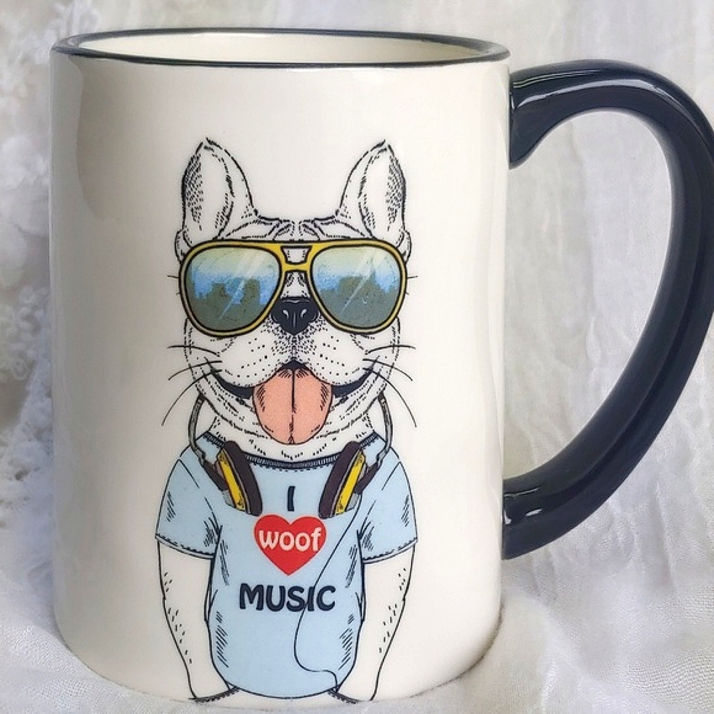 Music Loving Terrier Pup Ceramic Coffee Mug - Picture 2 of 11